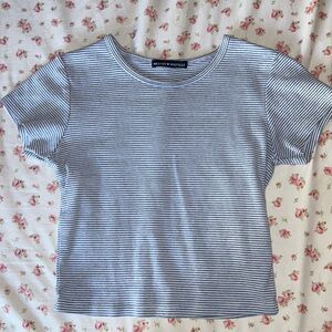 Brandy Melville blue & white striped baby tee